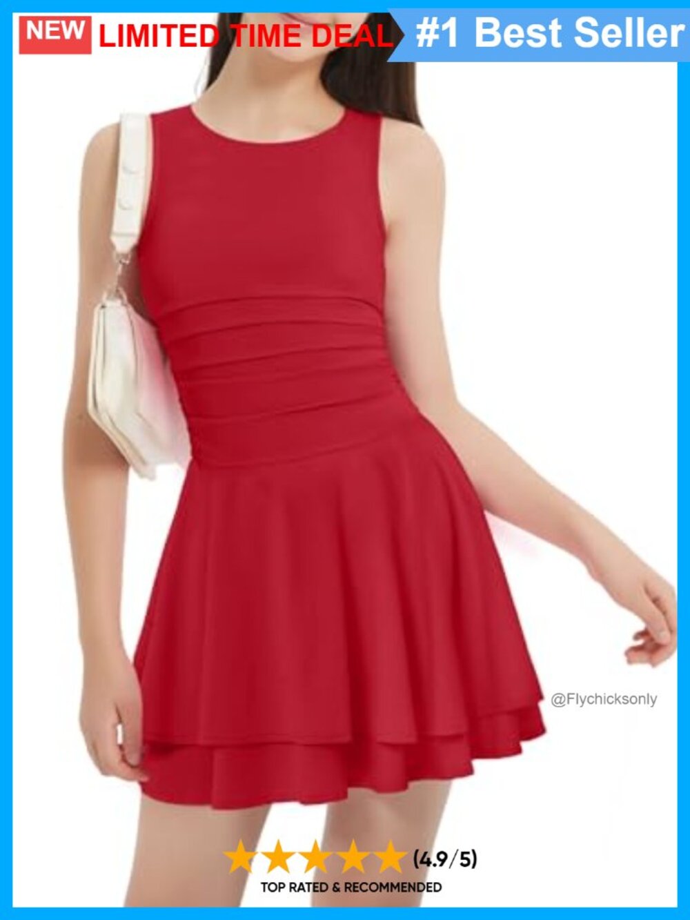 Girls Padded Sleeveless Mini Dress Ruffle Layered Casual Party Dress